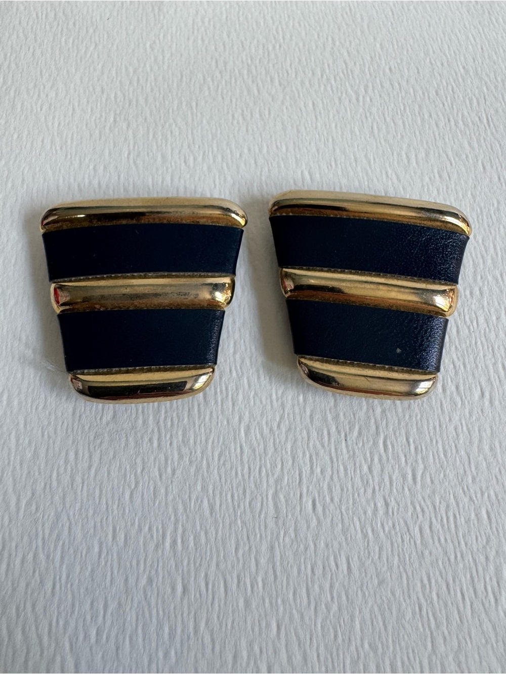 Vintage Black and Gold Striped Shoe Clips